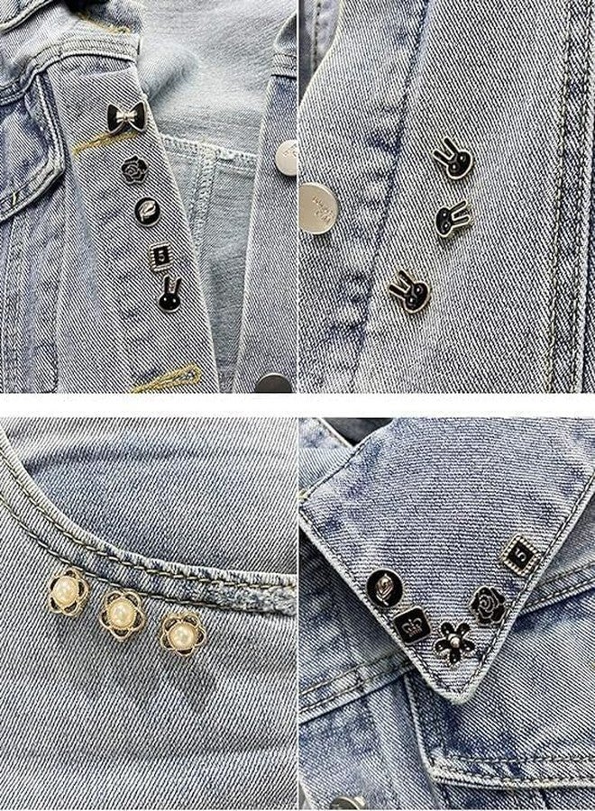 ARLICODECK New 20 pcs Pearl Buttons Brooch Buttons Cover Up Brooch Pins Mini Safety Shirt Buttons for Cardigan Saree Dress Hats, No Sew & Removable (Multi Design) (Brooch Buttons A) - Image 5