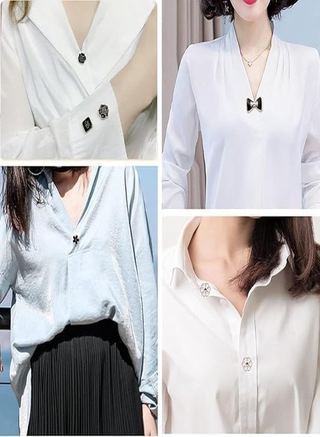 ARLICODECK New 20 pcs Pearl Buttons Brooch Buttons Cover Up Brooch Pins Mini Safety Shirt Buttons for Cardigan Saree Dress Hats, No Sew & Removable (Multi Design) (Brooch Buttons A) - Image 4