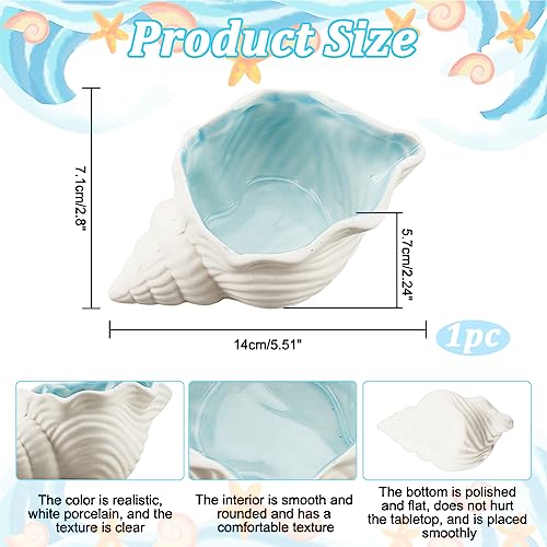 NBEADS Conch Shape Ceramic Jewelry Tray Aqua Shell Trinket Dish Ceramic Ring Earring Holder Oceanthemed Decorative Trinket Plate for Rings Earrings Necklaces Bracelet Jewelry Watch Keys - Image 3