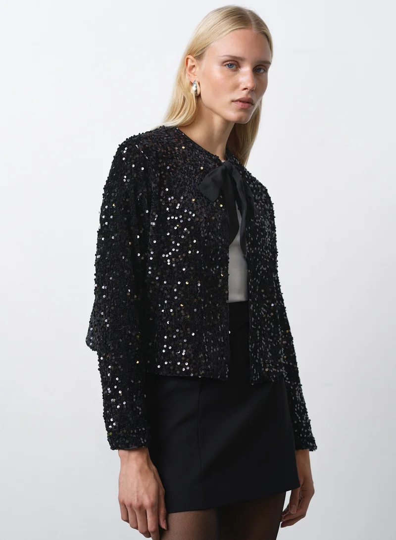 French Connection Monet Sequin Tie Cardigan