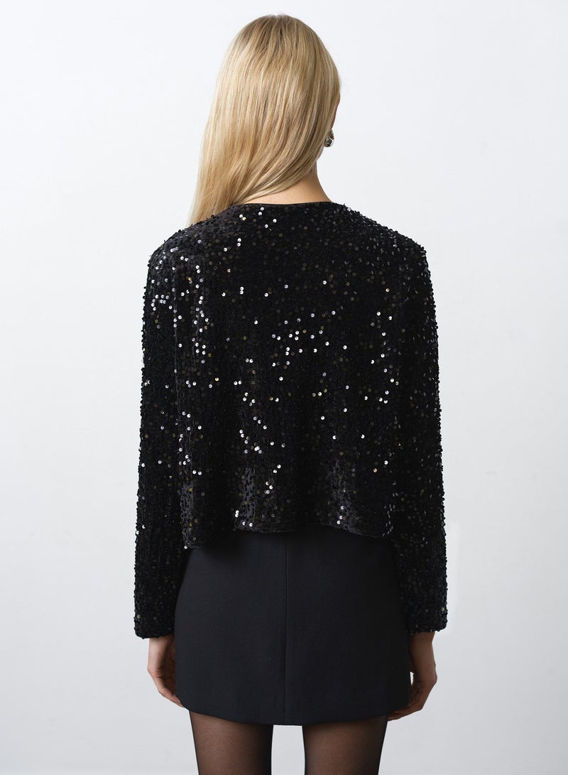 French Connection Monet Sequin Tie Cardigan - Image 3