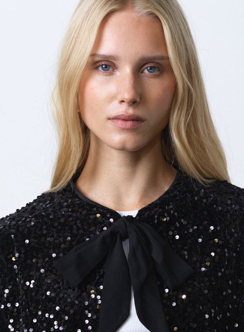 French Connection Monet Sequin Tie Cardigan - Image 4