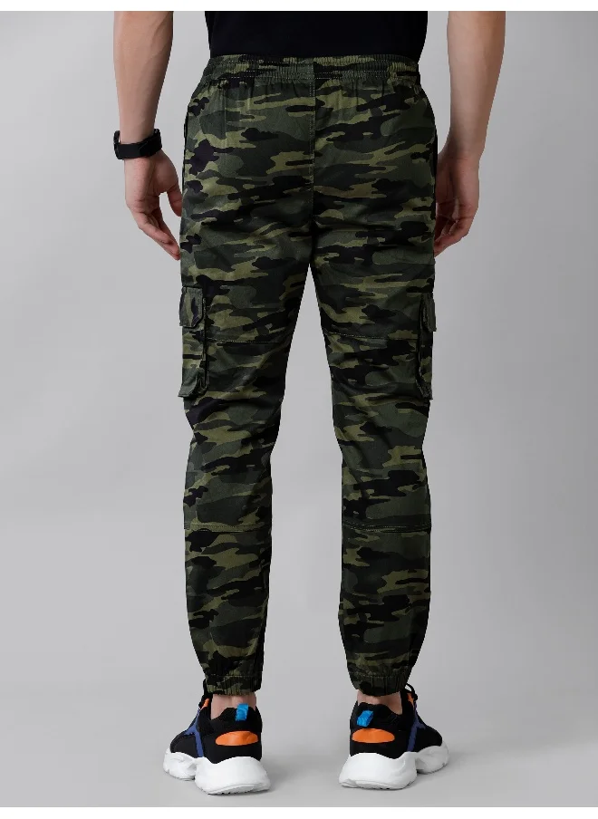 Beyoung Camouflage Green Dual Pocket Cargo Joggers For Men