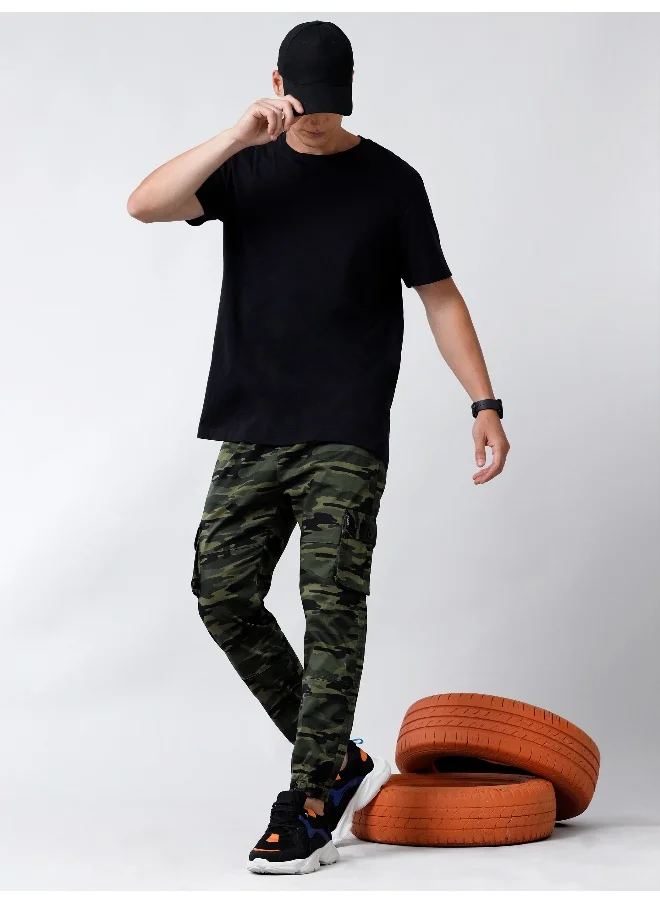 Beyoung Camouflage Green Dual Pocket Cargo Joggers For Men