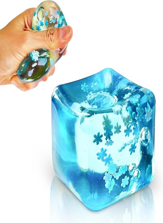DAXANSTORE Snowflake Ice Cube Stress Ball - Slow-Rise Squishy Fidget Toy for Kids & Adults - Anxiety Relief, Sensory Play, Non-Toxic, BPA-Free, Ideal for Office & Classroom - Image 3