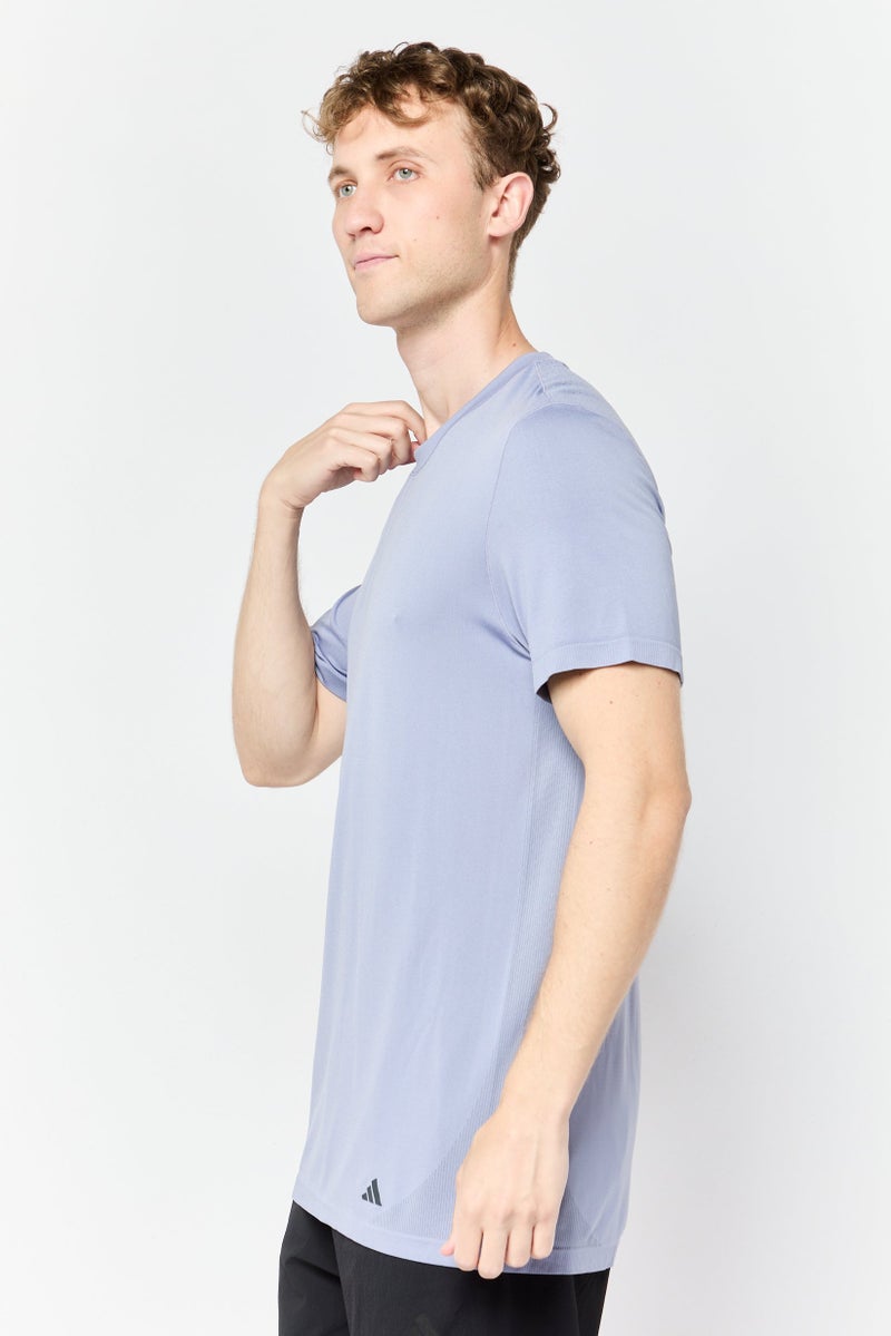 Adidas Men Sportswear Fit Short Sleeve Yoga Base Seamless T-Shirt, Slate Blue  - Image 3