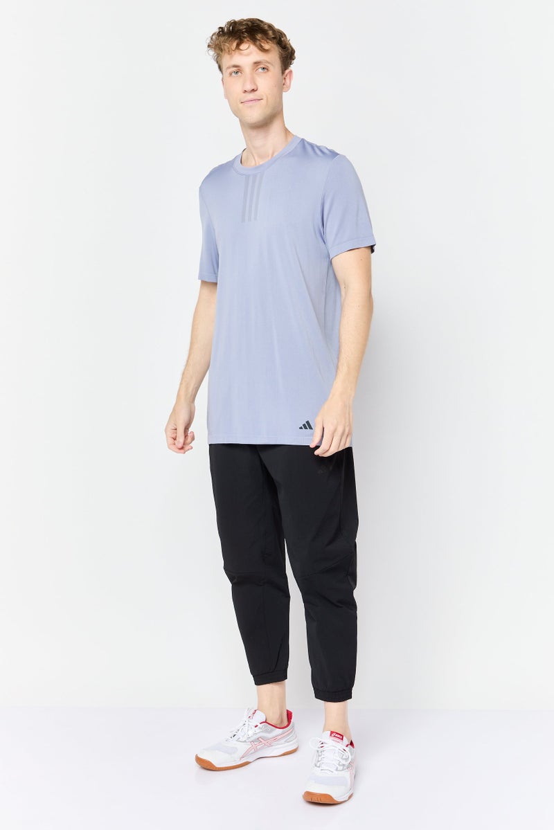 Adidas Men Sportswear Fit Short Sleeve Yoga Base Seamless T-Shirt, Slate Blue  - Image 2