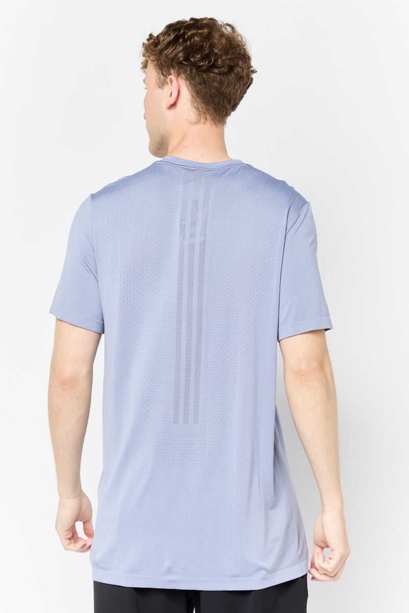 Adidas Men Sportswear Fit Short Sleeve Yoga Base Seamless T-Shirt, Slate Blue  - Image 4