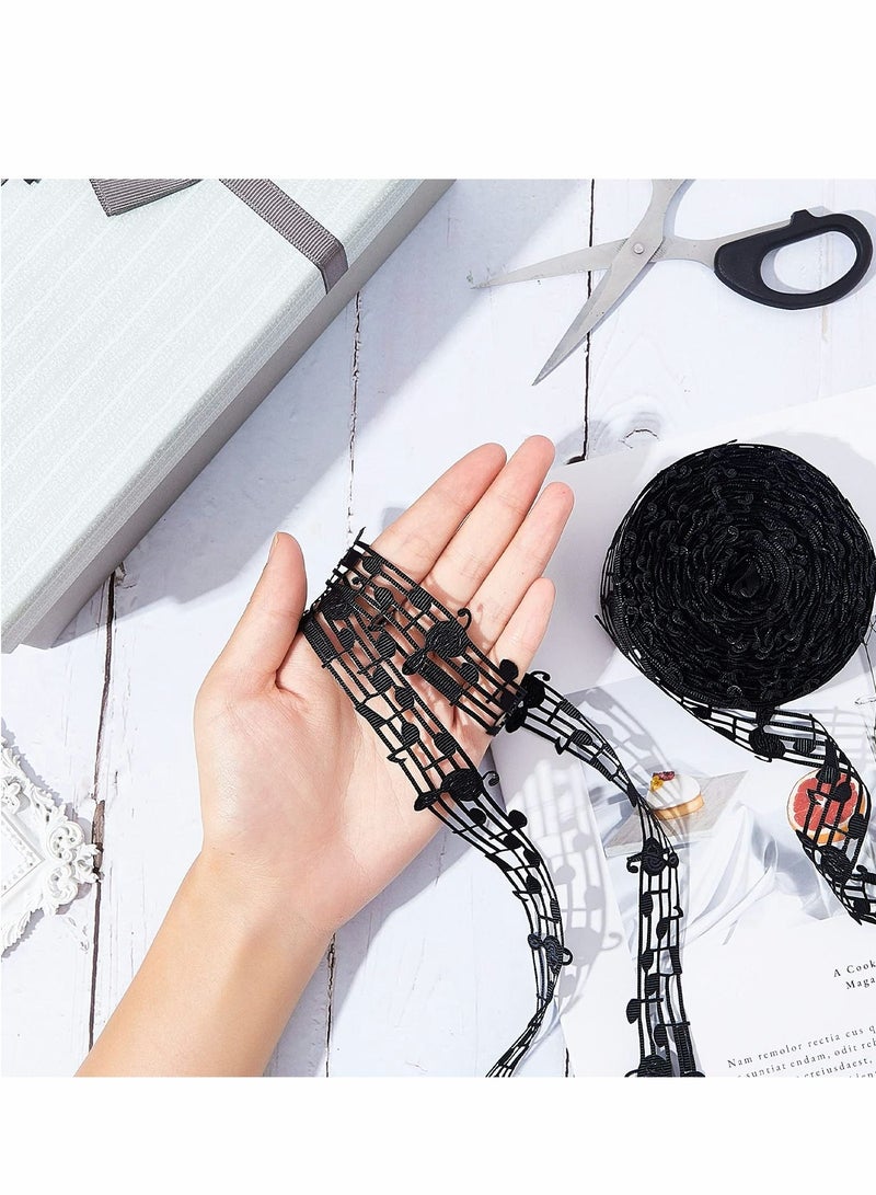 Excefore 10 Yards 28 mm Hollow Music Note Ribbon Cut Out Musical Grosgrain Ribbon Engraved Music Notation Craft Ribbons Music Decorative Ribbons Clothing Trim Accessories for DIY Handmade Wrapping, 2 rolls - Image 2