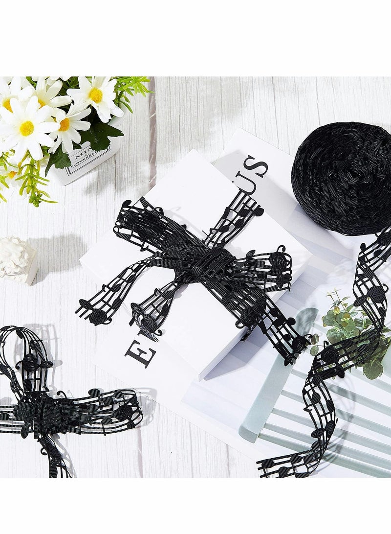 Excefore 10 Yards 28 mm Hollow Music Note Ribbon Cut Out Musical Grosgrain Ribbon Engraved Music Notation Craft Ribbons Music Decorative Ribbons Clothing Trim Accessories for DIY Handmade Wrapping, 2 rolls - Image 3
