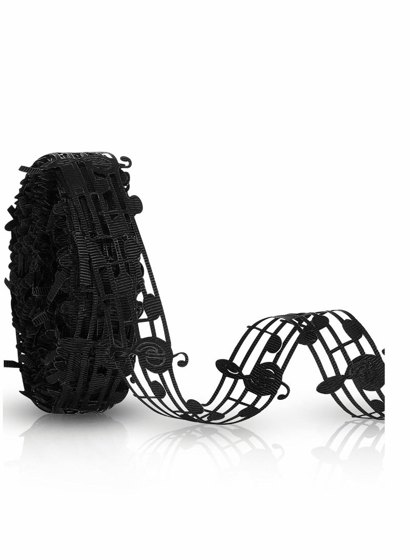 Excefore 10 Yards 28 mm Hollow Music Note Ribbon Cut Out Musical Grosgrain Ribbon Engraved Music Notation Craft Ribbons Music Decorative Ribbons Clothing Trim Accessories for DIY Handmade Wrapping, 2 rolls - Image 1