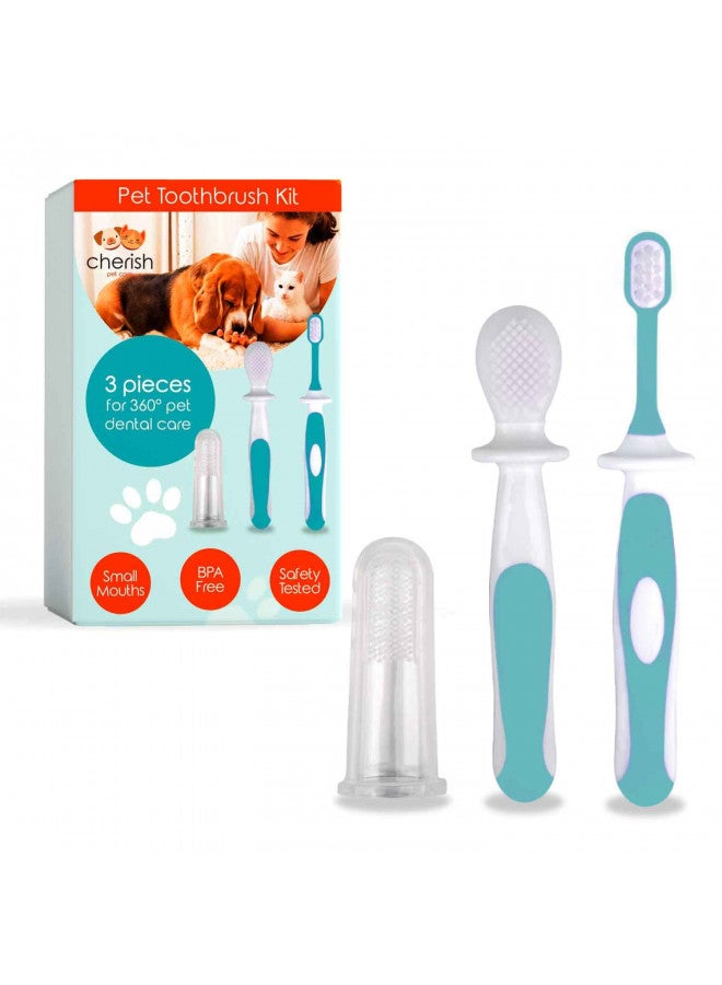Cherish Baby Care Cherish Pet Care Dog Tooth Brushing Kit (3pcs) - Dog Finger Toothbrush, Double-Sided Toothbrush, Small Dog Toothbrush, Dog Teeth Cleaning, Puppy Tooth Brushing Kit, Small Dog Tooth Brushing Kit  - Image 1