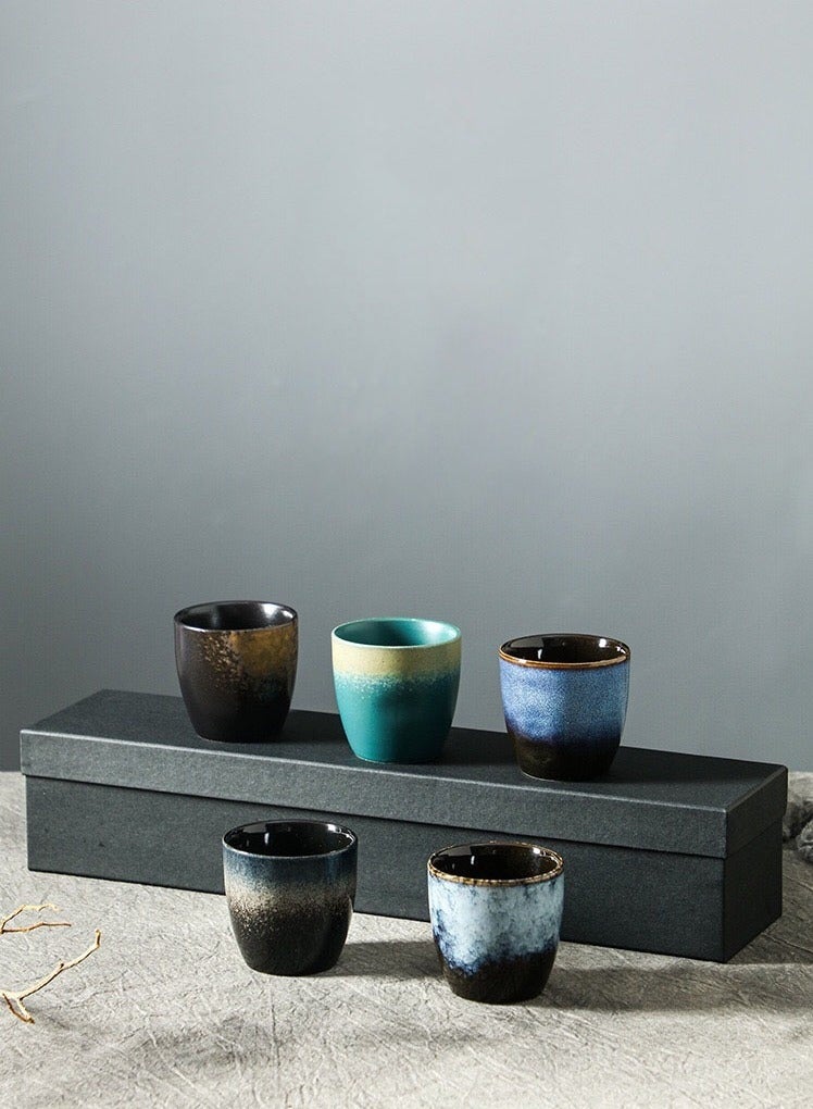 Espresso Cups Coffee Cups Mugs Handmade 5 pcs Tea Cups 150ml With Multicolour Gift Box Cups for Turkish Tea Cappuccino Latte - Image 1