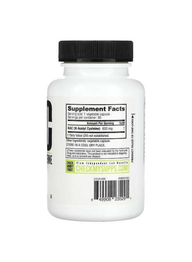 NutraBio, NAC N-Acetyl Cysteine, 600 mg, 90 Veggie Capsules (Packaging may vary) - Image 2