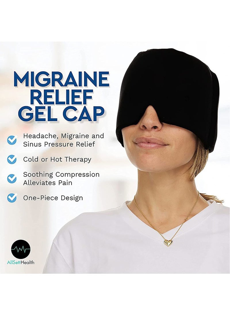 Generic - Reusable Migraine Relief Cap Soothing Headache Hat Ice Pack Black Mask Face Cold Compress Cooling Gel Head Wrap Facial SPA Products for Tension Stress Hangover - Image 1