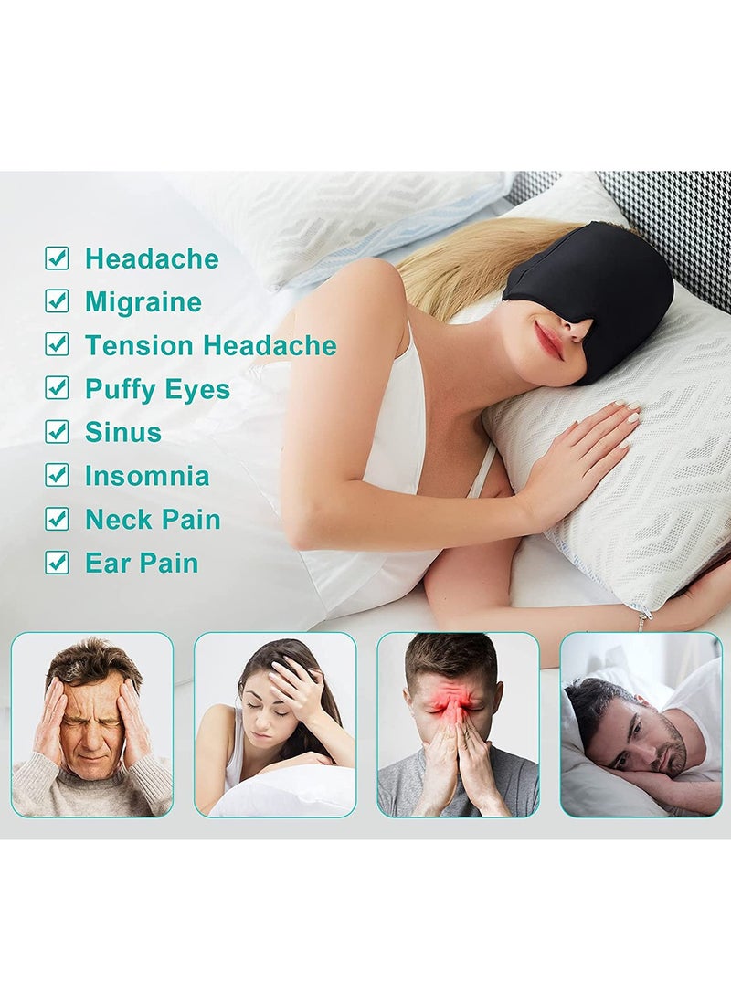 Generic - Reusable Migraine Relief Cap Soothing Headache Hat Ice Pack Black Mask Face Cold Compress Cooling Gel Head Wrap Facial SPA Products for Tension Stress Hangover - Image 1