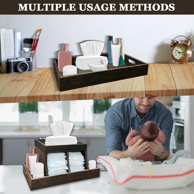 YEXEXINM Diaper Caddy Organizer  Durable Wooden Changing Station Table with Diaper Storage for Wipe Dispenser Wipe Warmer and Other Diapering Essentials - Image 5