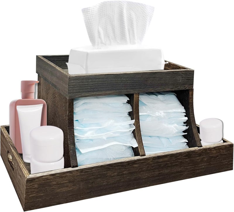 YEXEXINM Diaper Caddy Organizer  Durable Wooden Changing Station Table with Diaper Storage for Wipe Dispenser Wipe Warmer and Other Diapering Essentials - Image 1