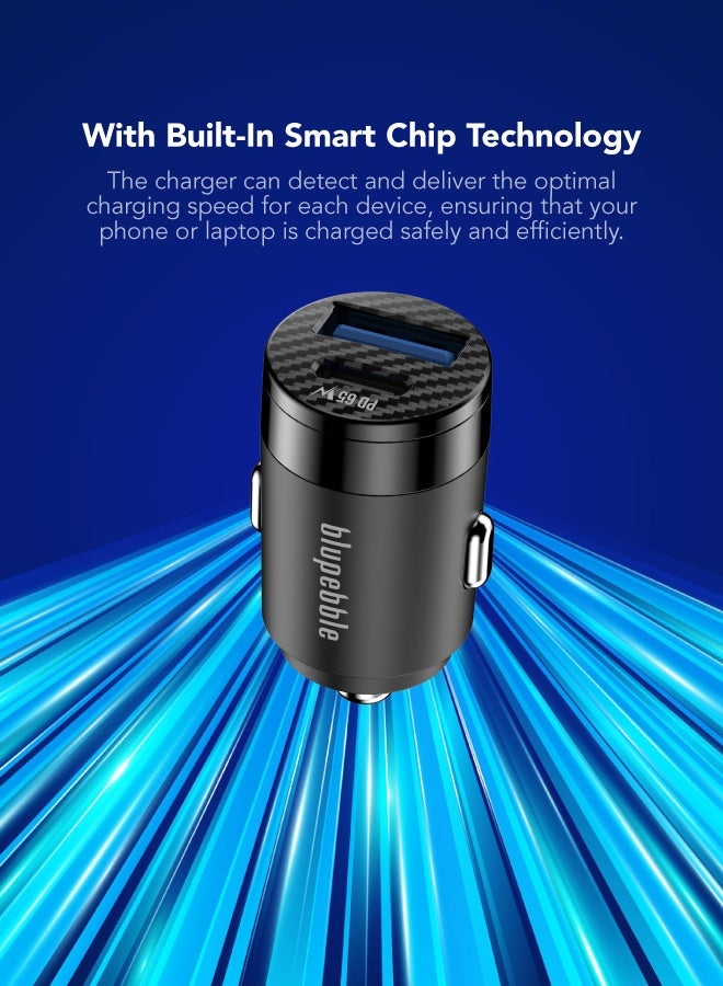 blupebble شاحن سيارة ميني بي دي سريع - شاحن سيارة USB-C من الألمنيوم بقدرة 65 واط و18 واط شحن سريع، مدمج وقوي - Image 3