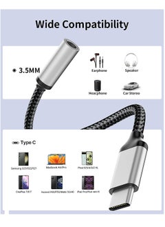 SYOSI محول سماعة رأس USB C إلى مقبس صوت 3.5 مم، كابل محول صوت رقمي من النوع C ذكر إلى 3.5 مم، كابل مضفر HiFi DAC لهاتف Samsung Galaxy S22 S21 iPhone 15 14 13 iPad MacBook Pixel 5 6 XL  - Image 5