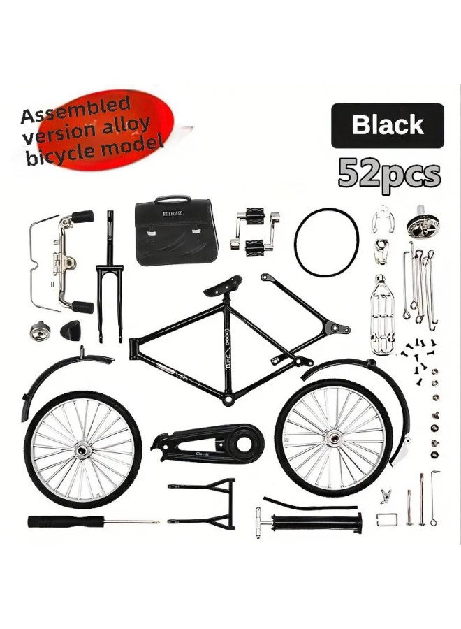 Diy Explosions Alloy Assembled Bicycle Model Toys 28 Big Bar Bicycle Ornaments Collection Wholesale-Color:【exquisite Window Gift Box】 Shock-absorbing Mountain Bike (black) - Image 3