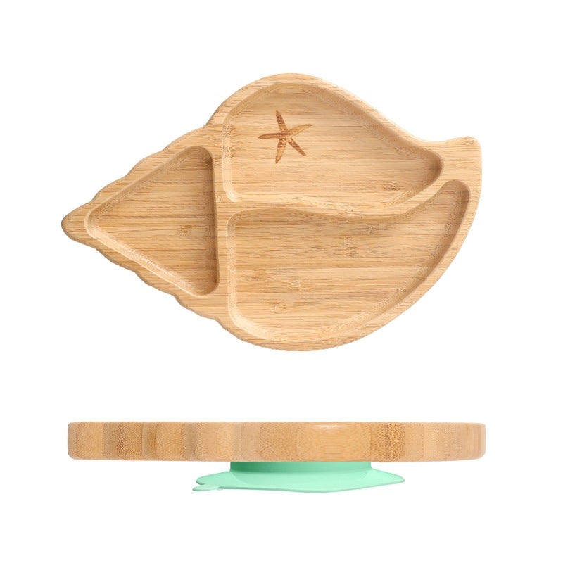 Cute Cartoon Kids Sectioned Dinner PlateConch plate mint green Conch plate mint green
