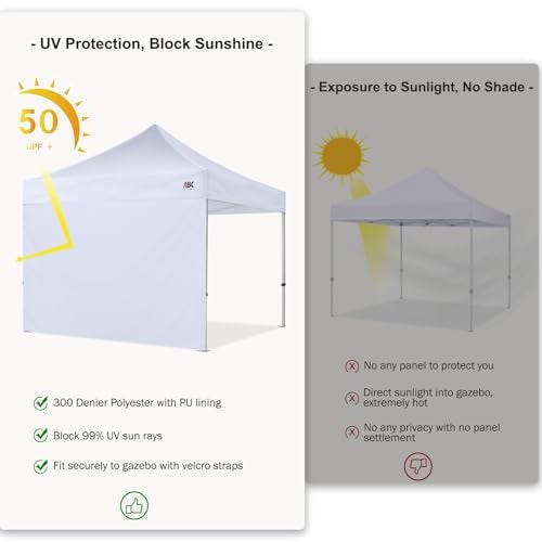 ABCCANOPY Instant Canopy SunWall 10x10 FT, 1 Pack Sidewall Only, No Frame or Top, White - Image 4