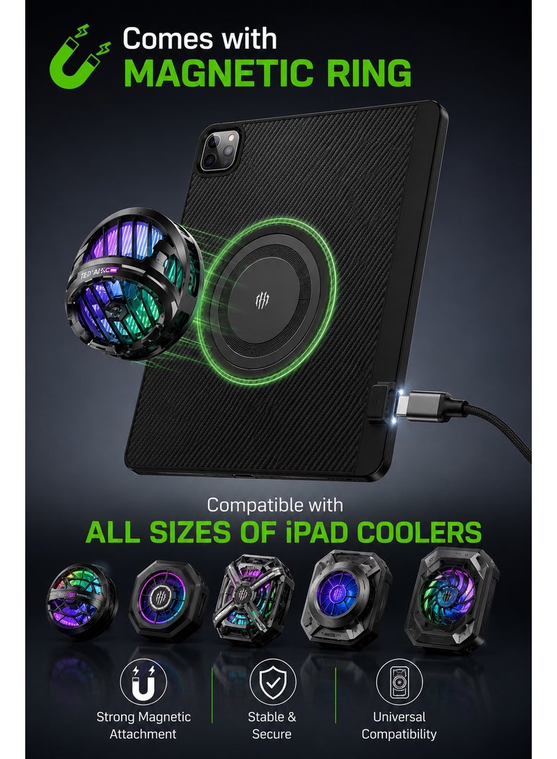 PIVA Gaming 3-in-1 iPad Protective Case with FPC Tail Plug, Built-In Magnetic Ring for Cooler Attachment, PD 100W Fast Charging, 10Gbps Data Transfer, 4K 60Hz Video Output, Carbon Fiber TPU Cover, Compatible with Magnetic Coolers for iPad Pro 11-inch 2018–2022 M1/m2 - Image 5