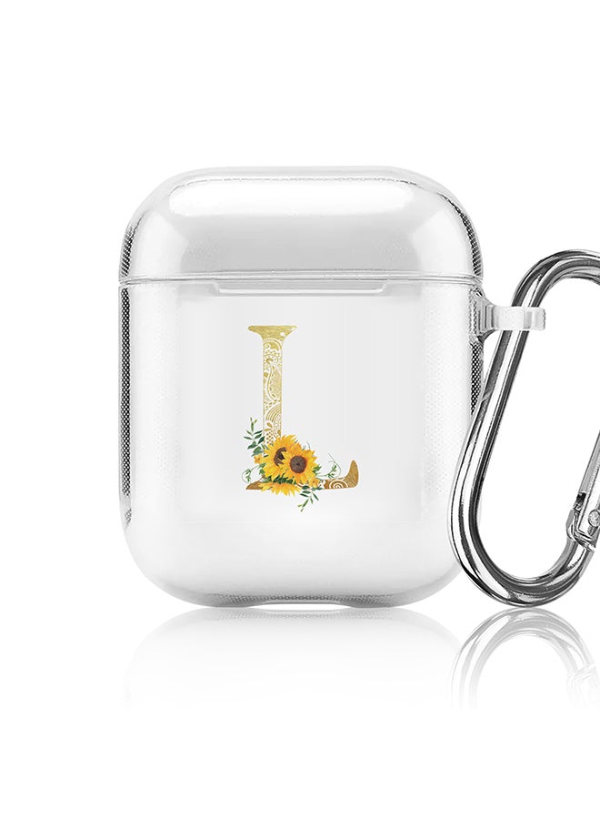 Stylizedd Classic Clear printed Case for Apple Airpods 2 / 1 Soft TPU Gel Thin Transparent Flexible Cover - Custom Monogram Initial Letter Mandala Floral Pattern Alphabet - L (Clear ) - Image 1