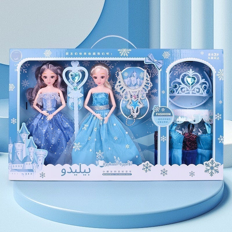 علبة هدايا الدمى، مجموعة ملابس الأميرة إلسا من فيلم «فروستنغ»، ألعاب ملابس عصرية، ألعاب تقمص الأدوار، ألعاب «اللعب كأننا عائلة» للفتيات، هدايا أعياد الميلاد وعيد الطفل - Image 5