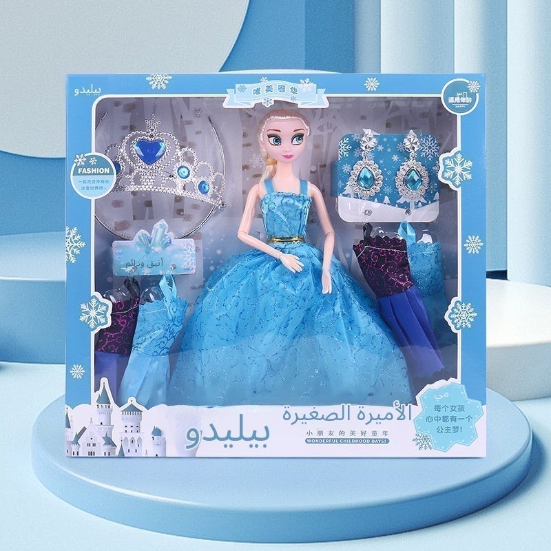 علبة هدايا الدمى، مجموعة ملابس الأميرة إلسا من فيلم «فروستنغ»، ألعاب ملابس عصرية، ألعاب تقمص الأدوار، ألعاب «اللعب كأننا عائلة» للفتيات، هدايا أعياد الميلاد وعيد الطفل - Image 4
