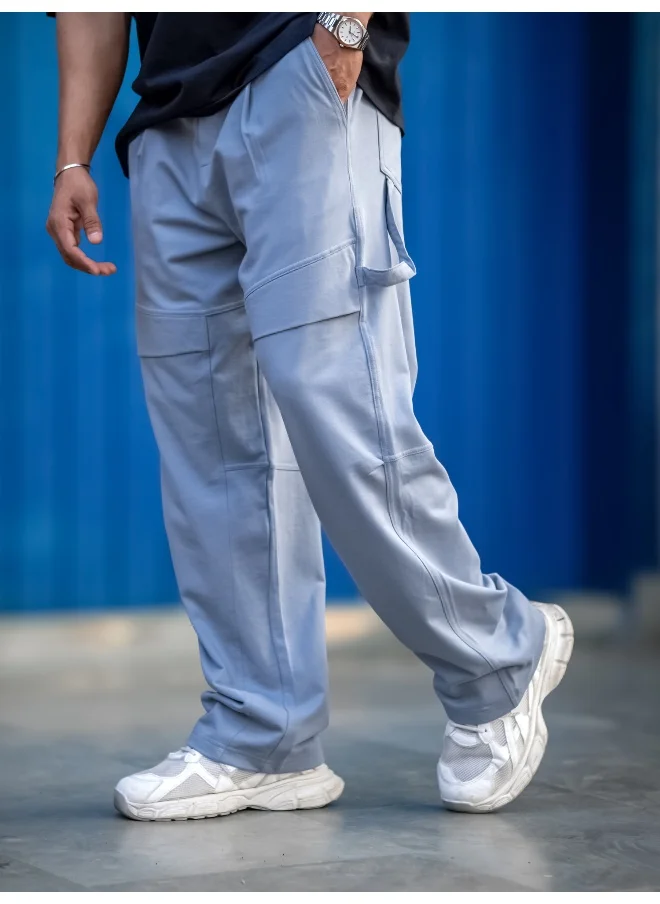 Maniac Maniac Mens Light Grey Carpenter Cotton Baggy Fit Pant