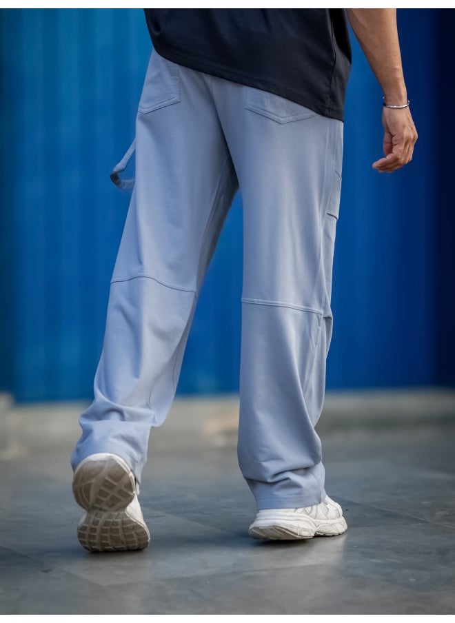 Maniac Maniac Mens Light Grey Carpenter Cotton Baggy Fit Pant  - Image 4