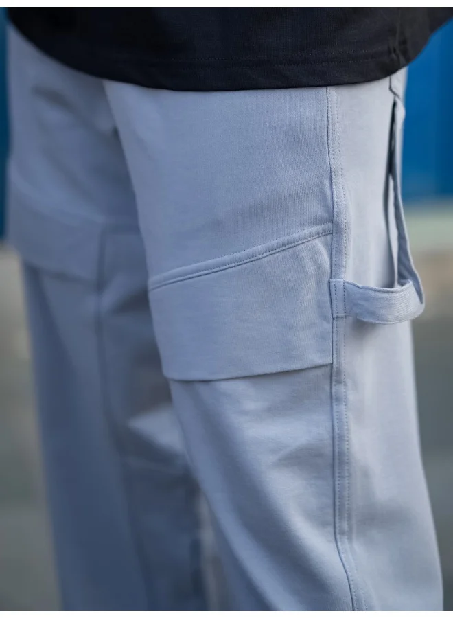 Maniac Maniac Mens Light Grey Carpenter Cotton Baggy Fit Pant