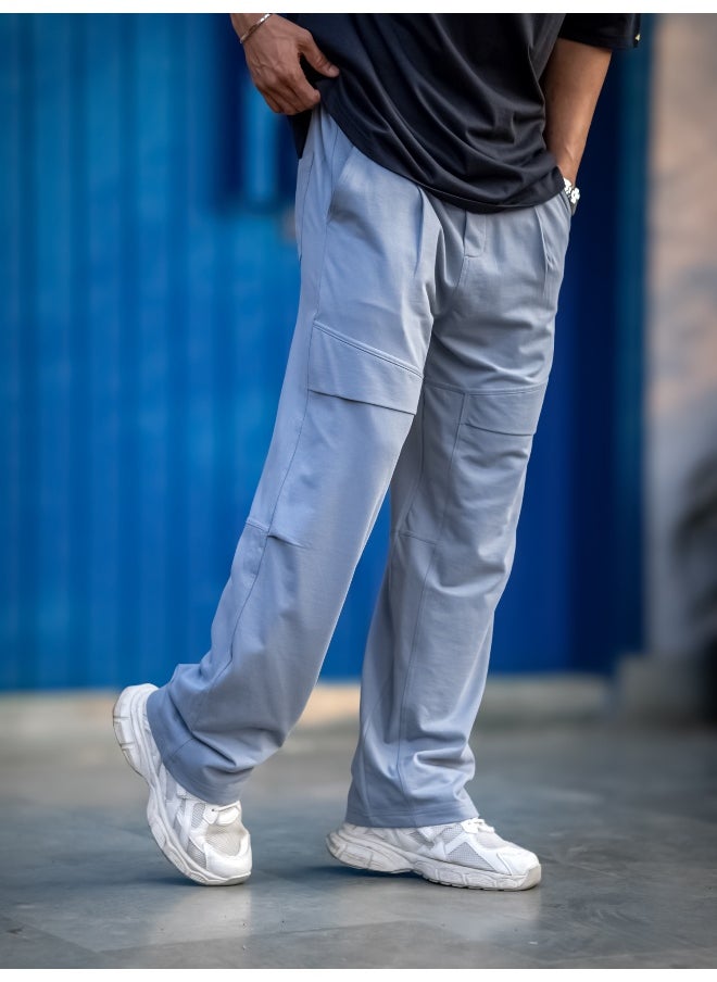 Maniac Maniac Mens Light Grey Carpenter Cotton Baggy Fit Pant  - Image 3