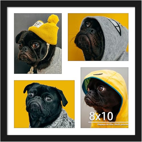 DUENPY 20x20 Collage Picture Frame 8x10 Picture Frame Collage Displays Four 8x10 inch Photos Available Horizontal Wall Mounting Display and Vertical Black - Image 1