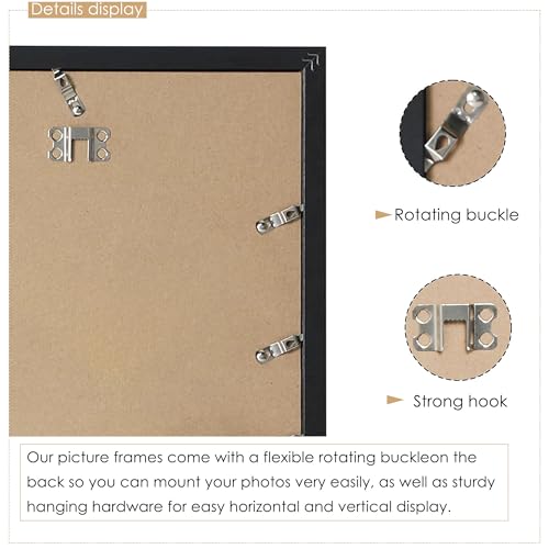 DUENPY 20x20 Collage Picture Frame 8x10 Picture Frame Collage Displays Four 8x10 inch Photos Available Horizontal Wall Mounting Display and Vertical Black - Image 4