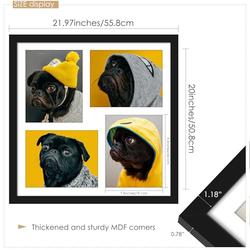 DUENPY 20x20 Collage Picture Frame 8x10 Picture Frame Collage Displays Four 8x10 inch Photos Available Horizontal Wall Mounting Display and Vertical Black - Image 3