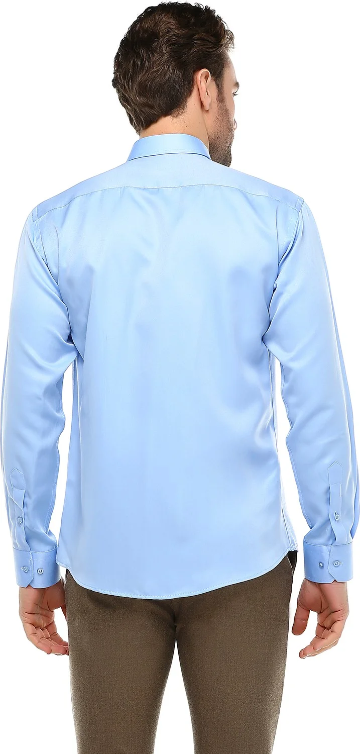 فاريتا Men's Blue Slim Fit Long Sleeve Shirt