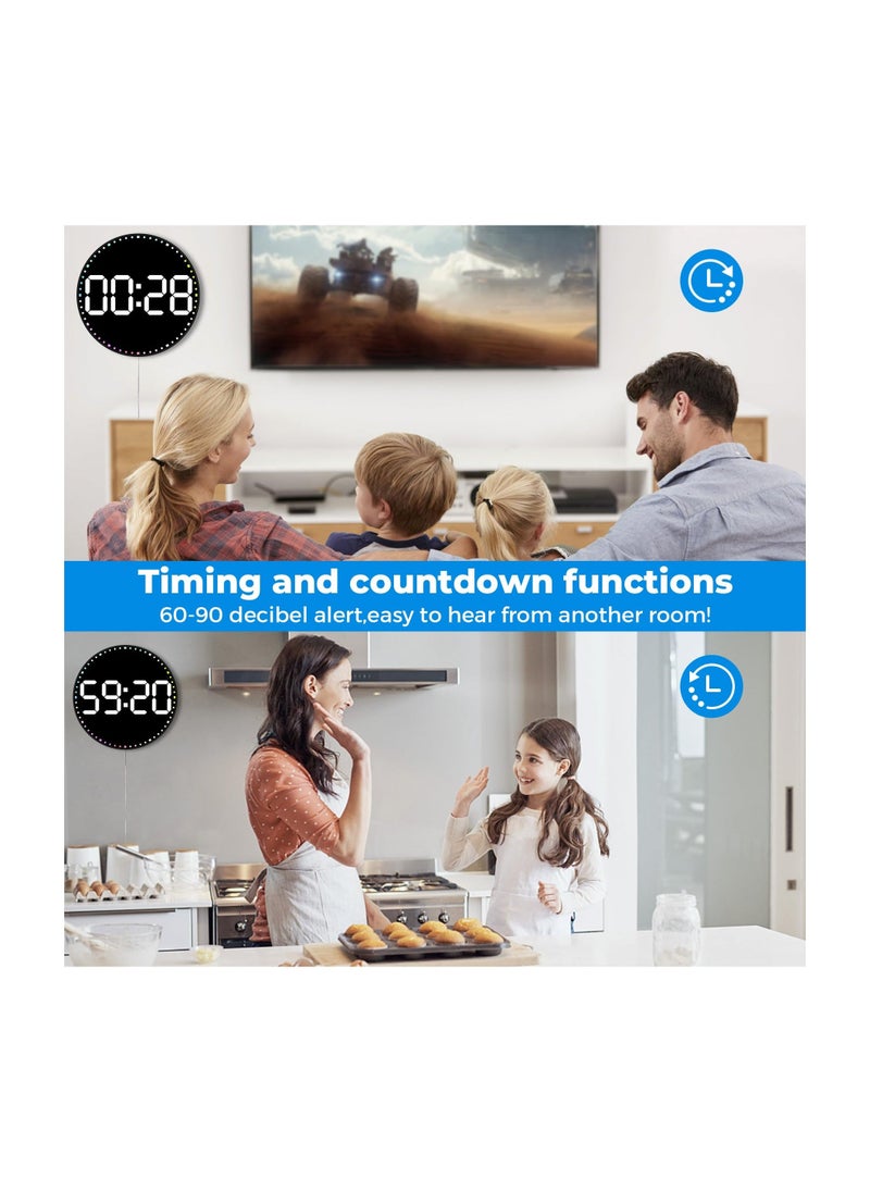 LED Digital Wall Clock, 10"" Large Display Color Second Hand Digital Clock LED Clock with Remote Control Dimming Clock with Date Display, 12/24 Hour, Temperature for Living Room Bedroom Office  - Image 5