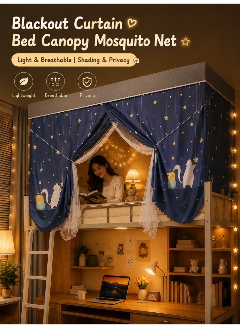 OHTEX HOME Door Style Bed Canopy Curtain Blackout Mosquito Net for Student Dorm Single Bed Privacy - Image 1