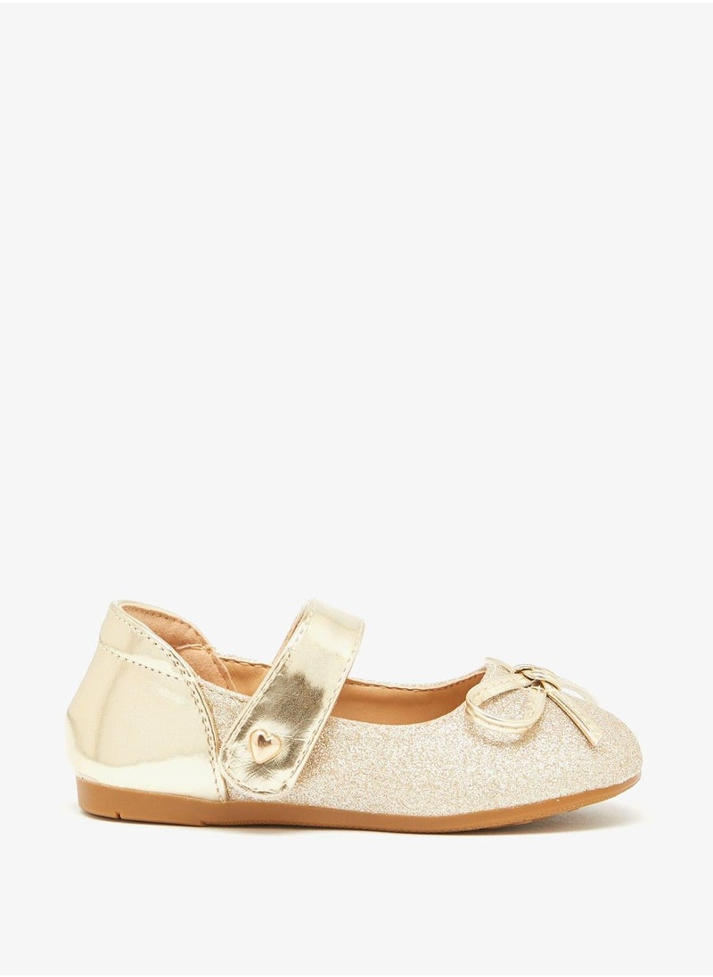 Flora Bella - Flora Bella Glitter Textured Ballerina Shoes with Hook and Loop Closure - Image 1