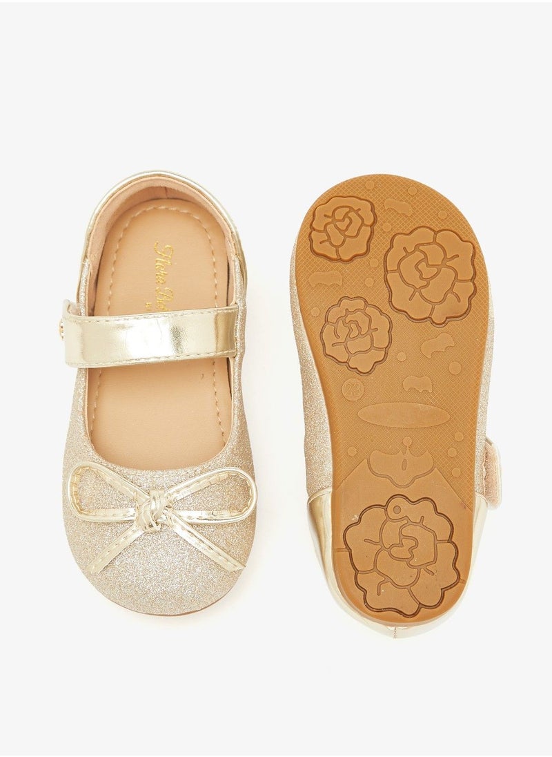 Flora Bella - Flora Bella Glitter Textured Ballerina Shoes with Hook and Loop Closure - Image 1