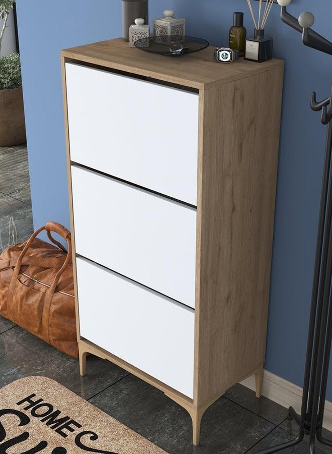 Home Canvas Otto Shoe Cabinet Walnut and White - Image 1