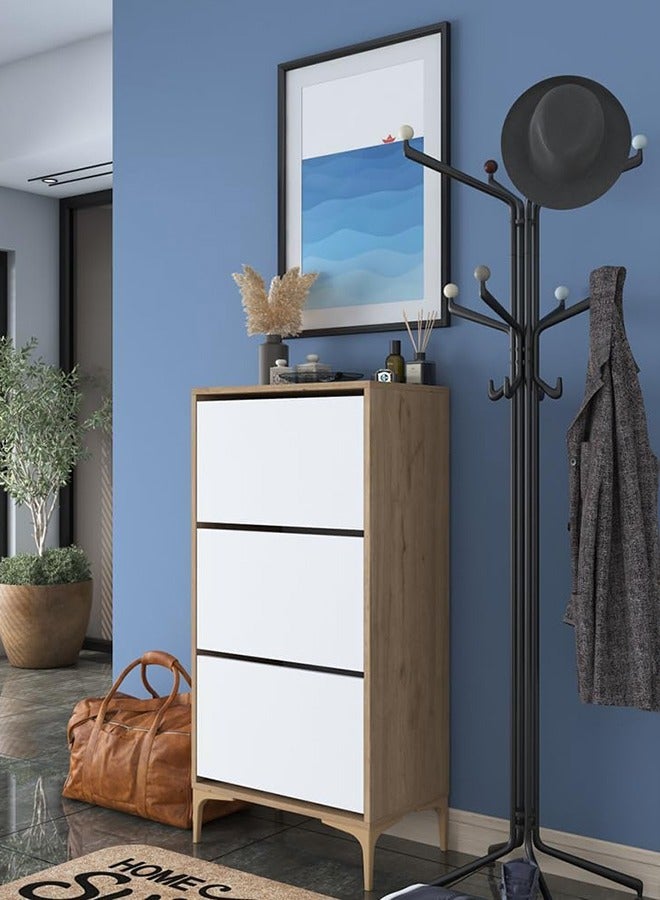 Home Canvas Otto Shoe Cabinet Walnut and White - Image 3