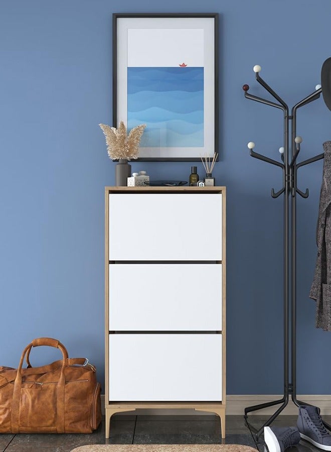 Home Canvas Otto Shoe Cabinet Walnut and White - Image 5