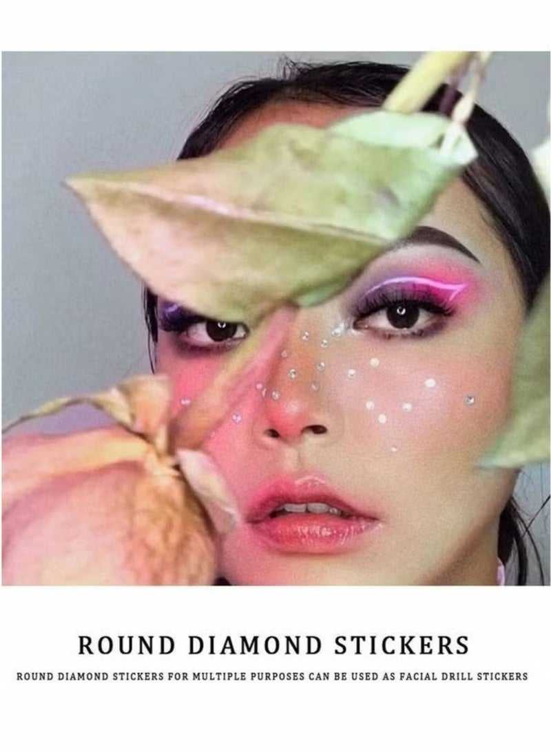 جلامكيت 2100 قطعة من ملصقات حجر الراين شفافة ذاتية اللصق من الكريستال اللامع الماسي ملصقات من الأحجار الكريمة مناسبة لتزيين الوجه والحرف اليدوية والأظافر 6 ورقات - Image 3