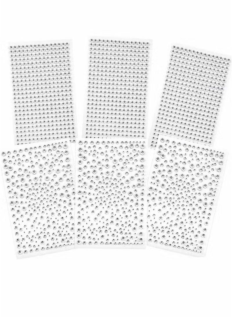 جلامكيت 2100 قطعة من ملصقات حجر الراين شفافة ذاتية اللصق من الكريستال اللامع الماسي ملصقات من الأحجار الكريمة مناسبة لتزيين الوجه والحرف اليدوية والأظافر 6 ورقات - Image 1