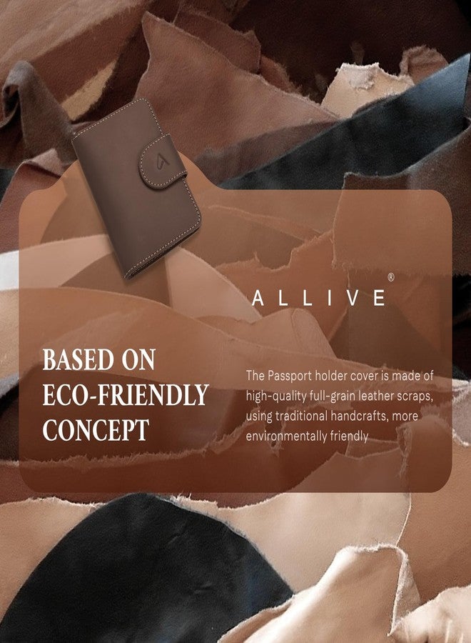 ALLIVE Passport Holder for Travel, Rfid Passport Holder for Women & Men, Genuine Leather Passport Cover Travel Wallet with AirTag Hidden, Airport Essentials, Travel Must Haves Gifts, Coffee Brown - Image 2