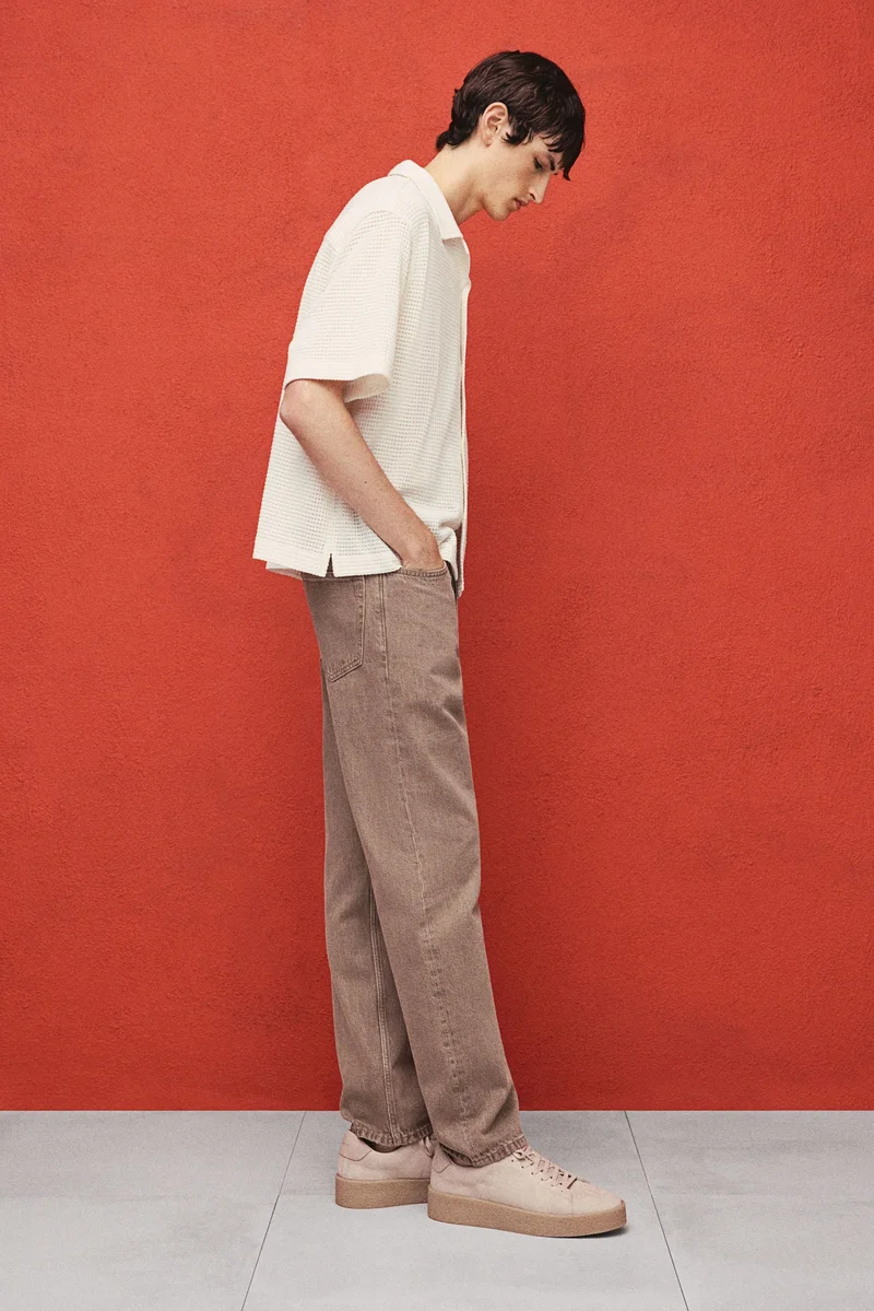 اتش اند ام Loose Fit Waffled resort shirt